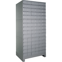 Armoires &agrave; tiroirs industriels avec base, 90 tiroirs, 34-1/8" la x 12-1/4" p x 69-1/8" h, Gris Brunswick Fyr & Safety