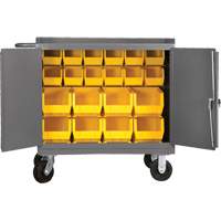 Mobile Workbench Cabinet with Bins, Steel Surface Brunswick Fyr & Safety
