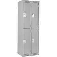 Clean Line Lockers, 2 -tier, Bank of 2, 24" x 18" x 72", Steel, Grey, Rivet (Assembled) Brunswick Fyr & Safety