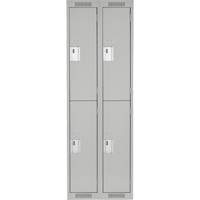 Clean Line Lockers, 2 -tier, Bank of 2, 24" x 18" x 72", Steel, Grey, Rivet (Assembled) Brunswick Fyr & Safety