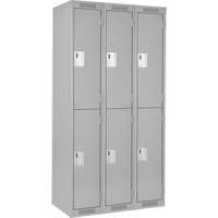 Clean Line Lockers, 2 -tier, Bank of 3, 36" x 18" x 72", Steel, Grey, Rivet (Assembled) Brunswick Fyr & Safety