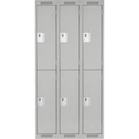 Clean Line Lockers, 2 -tier, Bank of 3, 36" x 18" x 72", Steel, Grey, Rivet (Assembled) Brunswick Fyr & Safety