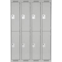 Clean Line Lockers, 2 -tier, Bank of 4, 48" x 18" x 72", Steel, Grey, Rivet (Assembled) Brunswick Fyr & Safety