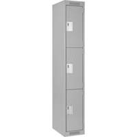 Casiers Clean Line, 3 niveaux, 12" x 18" x 72", Acier, Gris, Rivet (assembl&eacute;) Brunswick Fyr & Safety