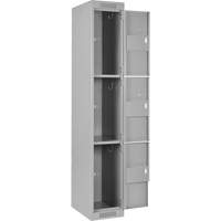 Clean Line Lockers, 3 -tier, Bank of 4, 48" x 18" x 72", Steel, Grey, Rivet (Assembled) Brunswick Fyr & Safety