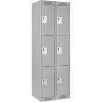 Clean Line Lockers, 3 -tier, Bank of 2, 24" x 18" x 72", Steel, Grey, Rivet (Assembled) Brunswick Fyr & Safety
