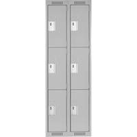 Clean Line Lockers, 3 -tier, Bank of 2, 24" x 18" x 72", Steel, Grey, Rivet (Assembled) Brunswick Fyr & Safety