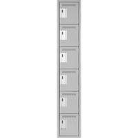 Clean Line Lockerettes, 6 -tier, 12" x 18" x 72", Steel, Grey, Rivet (Assembled) Brunswick Fyr & Safety