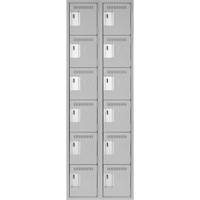 Clean Line Lockerettes, 6 -tier, Bank of 2, 24" x 18" x 72", Steel, Grey, Rivet (Assembled) Brunswick Fyr & Safety