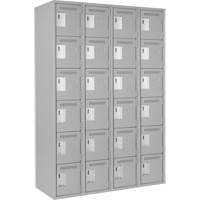 Clean Line Lockerettes, 6 -tier, Bank of 4, 48" x 18" x 72", Steel, Grey, Rivet (Assembled) Brunswick Fyr & Safety