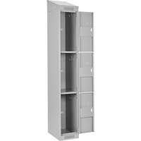 Clean Line Lockers, 3 -tier, Bank of 4, 48" x 18" x 78", Steel, Grey, Rivet (Assembled) Brunswick Fyr & Safety