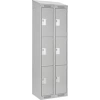 Clean Line Lockers, 3 -tier, Bank of 2, 24" x 18" x 78", Steel, Grey, Rivet (Assembled) Brunswick Fyr & Safety