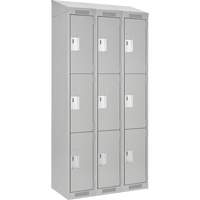 Clean Line Lockers, 3 -tier, Bank of 3, 36" x 18" x 78", Steel, Grey, Rivet (Assembled) Brunswick Fyr & Safety