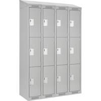 Clean Line Lockers, 3 -tier, Bank of 4, 48" x 18" x 78", Steel, Grey, Rivet (Assembled) Brunswick Fyr & Safety