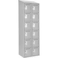 Clean Line Lockerette , 6 -tier, Bank of 2, 24" x 18" x 78", Steel, Grey, Rivet (Assembled) Brunswick Fyr & Safety