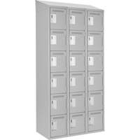 Clean Line Lockerette , 6 -tier, Bank of 3, 36" x 18" x 78", Steel, Grey, Rivet (Assembled) Brunswick Fyr & Safety