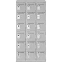 Clean Line Lockerette , 6 -tier, Bank of 3, 36" x 18" x 78", Steel, Grey, Rivet (Assembled) Brunswick Fyr & Safety