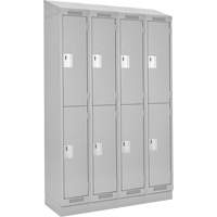Clean Line Lockers, 2 -tier, Bank of 4, 48" x 18" x 82", Steel, Grey, Rivet (Assembled) Brunswick Fyr & Safety