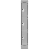 Clean Line Lockers, 3 -tier, 12" x 18" x 82", Steel, Grey, Rivet (Assembled) Brunswick Fyr & Safety