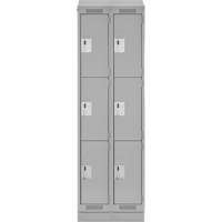 Clean Line Lockers, 3 -tier, Bank of 2, 24" x 18" x 82", Steel, Grey, Rivet (Assembled) Brunswick Fyr & Safety