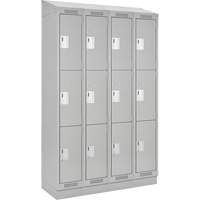 Clean Line Lockers, 3 -tier, Bank of 4, 48" x 18" x 82", Steel, Grey, Rivet (Assembled) Brunswick Fyr & Safety