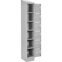 Clean Line Lockerette, 6 -tier, Bank of 4, 48" x 18" x 82", Steel, Grey, Rivet (Assembled) Brunswick Fyr & Safety