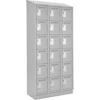 Clean Line Lockerette, 6 -tier, Bank of 3, 36" x 18" x 82", Steel, Grey, Rivet (Assembled) Brunswick Fyr & Safety