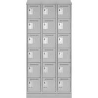 Clean Line Lockerette, 6 -tier, Bank of 3, 36" x 18" x 82", Steel, Grey, Rivet (Assembled) Brunswick Fyr & Safety