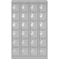 Clean Line Lockerette, 6 -tier, Bank of 4, 48" x 18" x 82", Steel, Grey, Rivet (Assembled) Brunswick Fyr & Safety