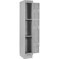 Clean Line Lockers, 3 -tier, Bank of 4, 48" x 18" x 76", Steel, Grey, Rivet (Assembled) Brunswick Fyr & Safety