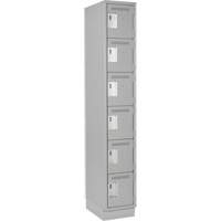 Clean Line Lockerette, 6 -tier, 12" x 18" x 76", Steel, Grey, Rivet (Assembled) Brunswick Fyr & Safety
