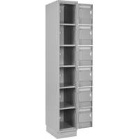 Clean Line Lockerette, 6 -tier, Bank of 4, 48" x 18" x 76", Steel, Grey, Rivet (Assembled) Brunswick Fyr & Safety