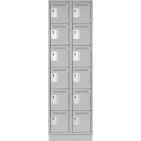 Clean Line Lockerette, 6 -tier, Bank of 2, 24" x 18" x 76", Steel, Grey, Rivet (Assembled) Brunswick Fyr & Safety