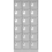 Clean Line Lockerette, 6 -tier, Bank of 3, 36" x 18" x 76", Steel, Grey, Rivet (Assembled) Brunswick Fyr & Safety