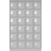 Clean Line Lockerette, 6 -tier, Bank of 4, 48" x 18" x 76", Steel, Grey, Rivet (Assembled) Brunswick Fyr & Safety