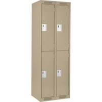 Clean Line Lockers, 2 -tier, Bank of 2, 24" x 18" x 72", Steel, Beige, Rivet (Assembled) Brunswick Fyr & Safety