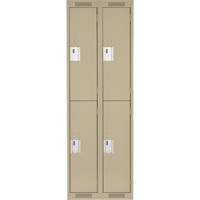 Clean Line Lockers, 2 -tier, Bank of 2, 24" x 18" x 72", Steel, Beige, Rivet (Assembled) Brunswick Fyr & Safety