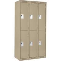Clean Line Lockers, 2 -tier, Bank of 3, 36" x 18" x 72", Steel, Beige, Rivet (Assembled) Brunswick Fyr & Safety