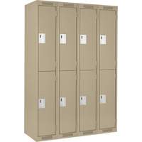 Casiers Clean Line, 2 niveaux, Bloc de 4, 48" x 18" x 72", Acier, Beige, Rivet (assembl&eacute;) Brunswick Fyr & Safety