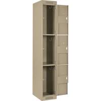 Clean Line Lockers, 3 -tier, Bank of 4, 48" x 18" x 72", Steel, Beige, Rivet (Assembled) Brunswick Fyr & Safety