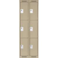 Clean Line Lockers, 3 -tier, Bank of 2, 24" x 18" x 72", Steel, Beige, Rivet (Assembled) Brunswick Fyr & Safety