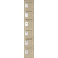 Clean Line Lockerette, 6 -tier, 12" x 18" x 72", Steel, Beige, Rivet (Assembled) Brunswick Fyr & Safety