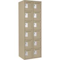 Clean Line Lockerette, 6 -tier, Bank of 2, 24" x 18" x 72", Steel, Beige, Rivet (Assembled) Brunswick Fyr & Safety