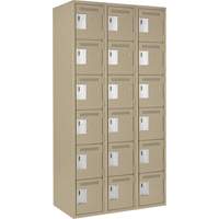 Clean Line Lockerette, 6 -tier, Bank of 3, 36" x 18" x 72", Steel, Beige, Rivet (Assembled) Brunswick Fyr & Safety