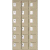 Clean Line Lockerette, 6 -tier, Bank of 3, 36" x 18" x 72", Steel, Beige, Rivet (Assembled) Brunswick Fyr & Safety