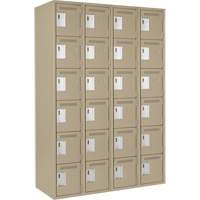 Clean Line Lockerette, 6 -tier, Bank of 4, 48" x 18" x 72", Steel, Beige, Rivet (Assembled) Brunswick Fyr & Safety