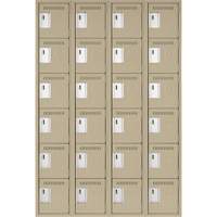 Clean Line Lockerette, 6 -tier, Bank of 4, 48" x 18" x 72", Steel, Beige, Rivet (Assembled) Brunswick Fyr & Safety