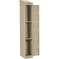 Clean Line Lockers, 3 -tier, Bank of 4, 48" x 18" x 78", Steel, Beige, Rivet (Assembled) Brunswick Fyr & Safety