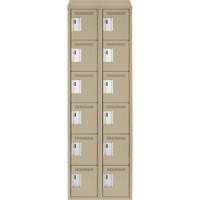 Clean Line Lockerette, 6 -tier, Bank of 2, 24" x 18" x 78", Steel, Beige, Rivet (Assembled) Brunswick Fyr & Safety