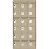 Clean Line Lockerette, 6 -tier, Bank of 3, 36" x 18" x 78", Steel, Beige, Rivet (Assembled) Brunswick Fyr & Safety
